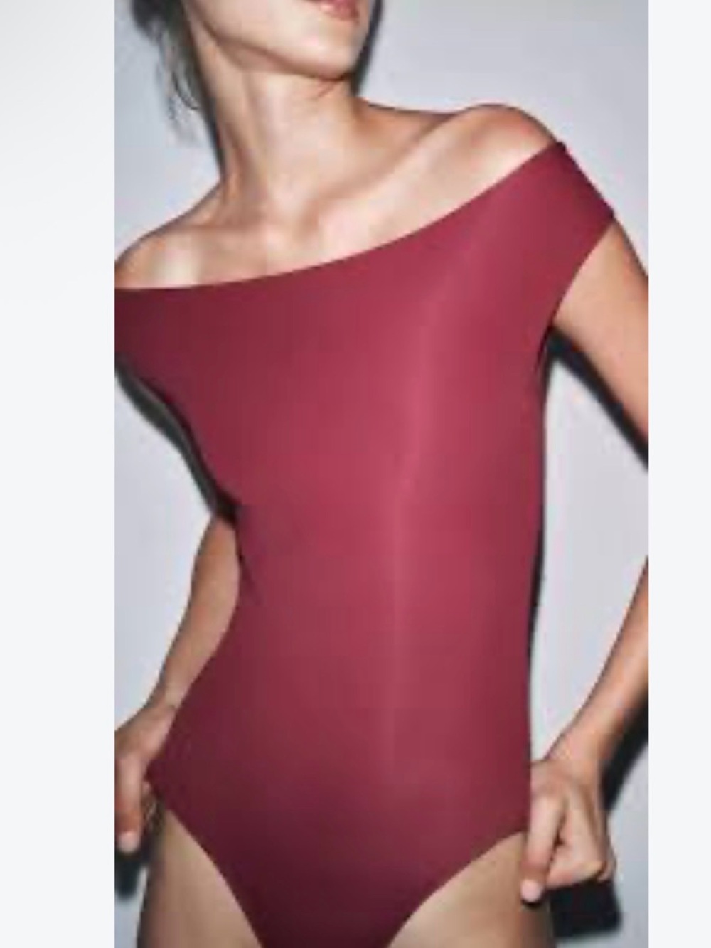 Zara Off-Shoulder Burgundy Bodysuit